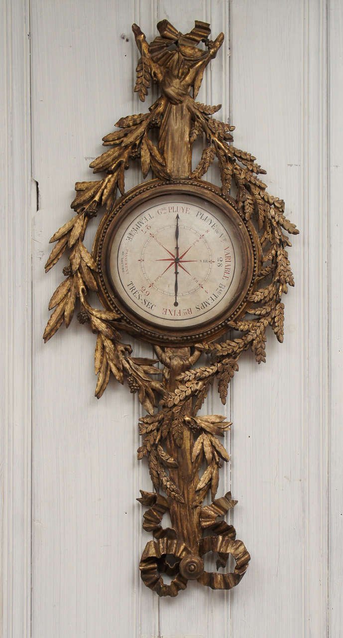 Französisches Giltwood-Barometer aus dem 18. (Louis XVI.) im Angebot