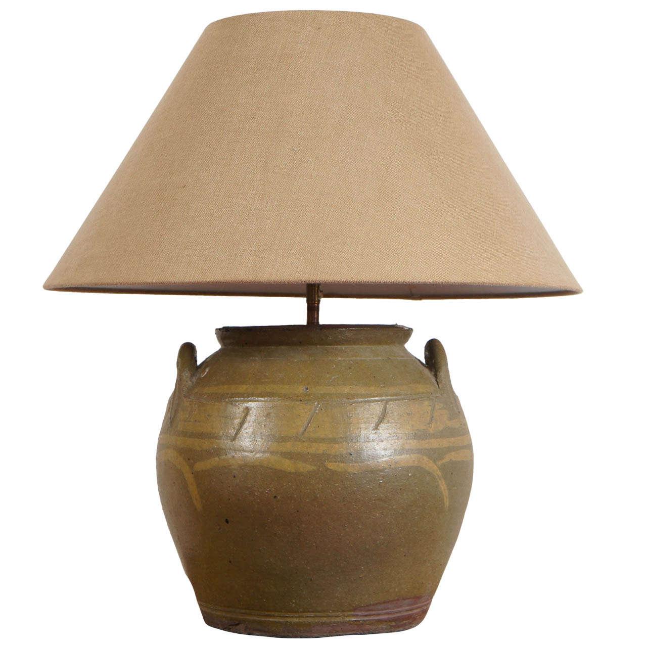 Rustic Chinese Earthen Ware Pottery Lamp