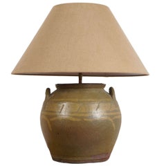 Antique Rustic Chinese Earthen Ware Pottery Lamp