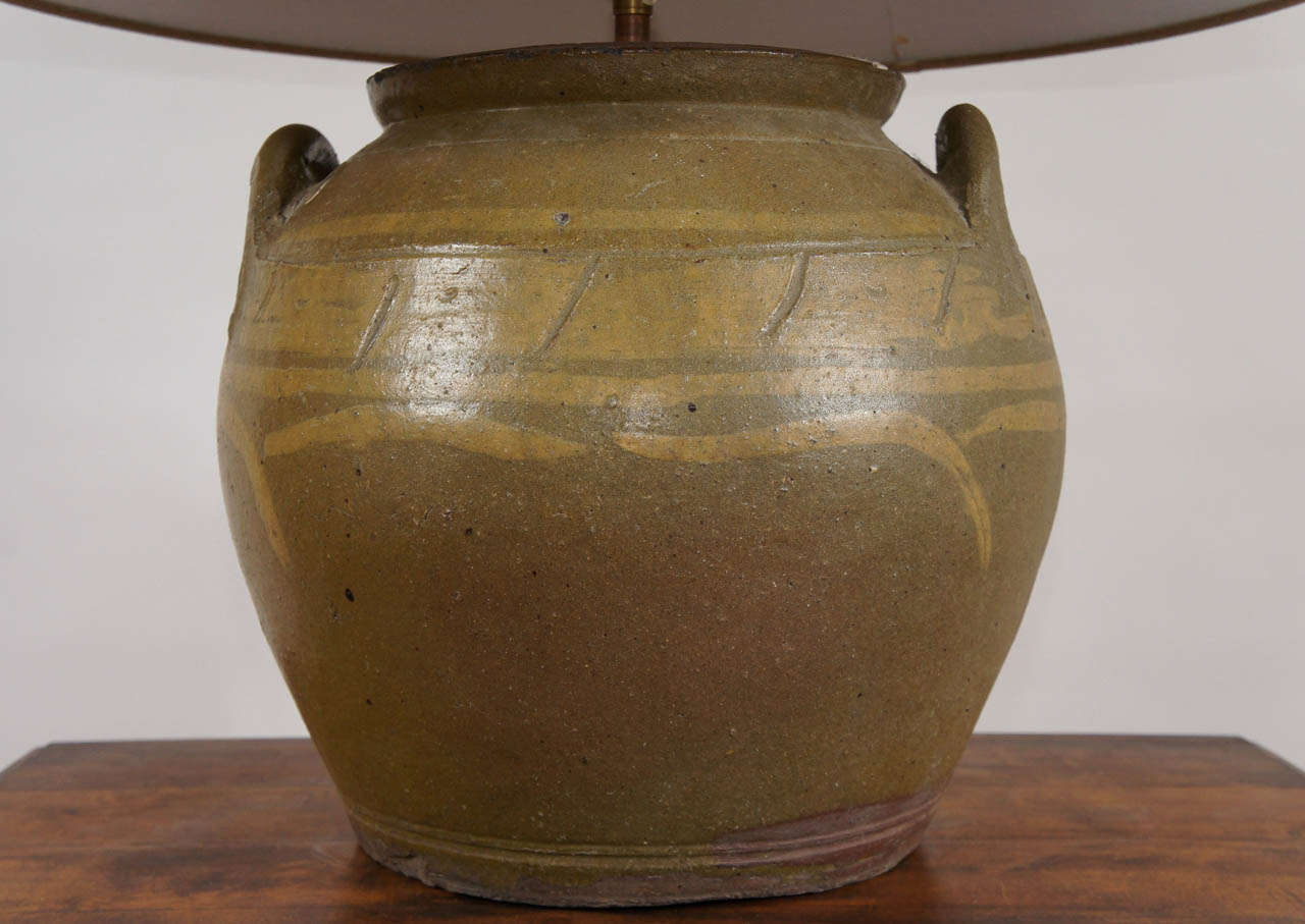 Rustic Chinese Earthen Ware Pottery Lamp 1