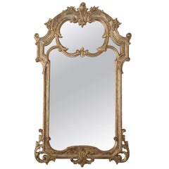 Vintage Rococo-Style Rubbed Giltwood Trumeau