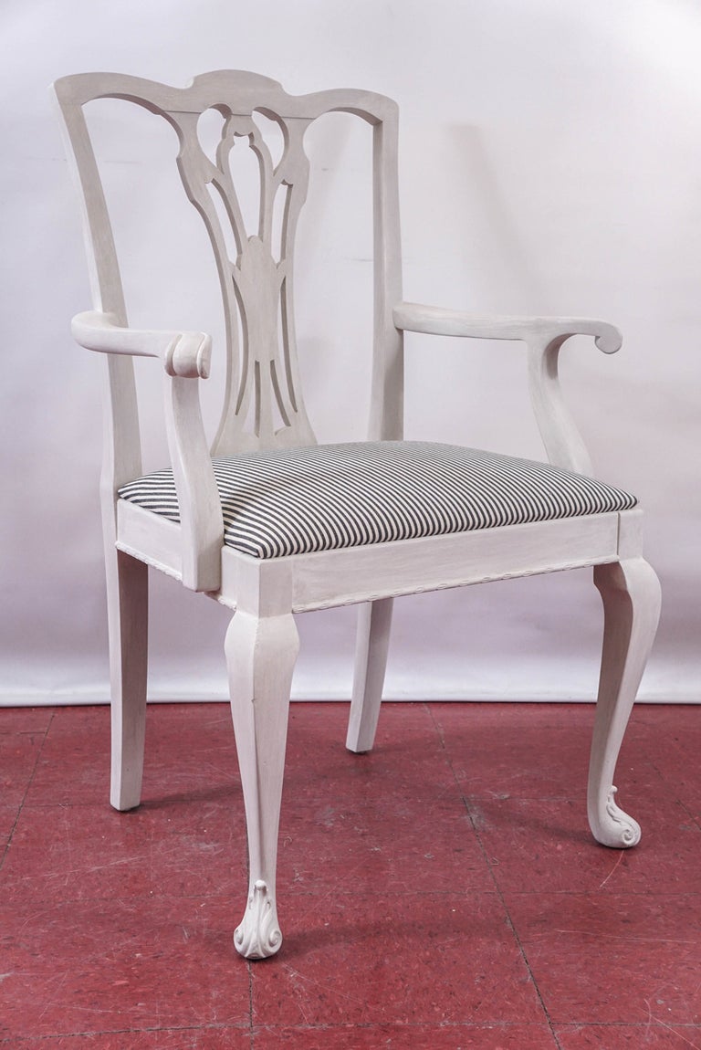 Six Painted ChippendaleStyle Dining Chairs For Sale at 1stDibs