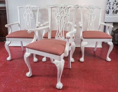 Cuatro sillones de comedor Chippendale Revival