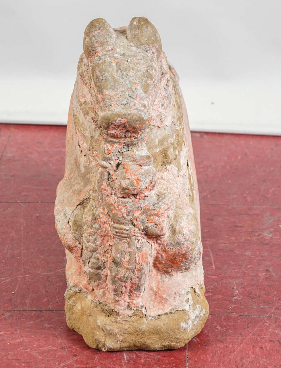Painted Early Chinese Stone Horse Sculpture For Sale