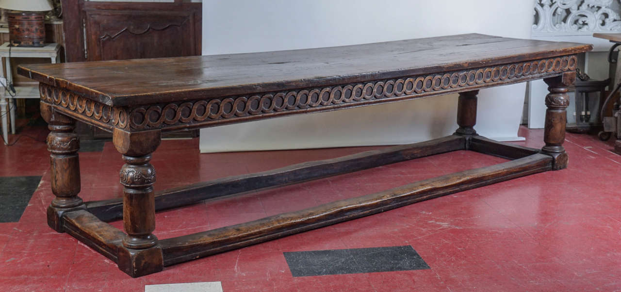 Wood Elizabethan Style Trestle Server or Work Table