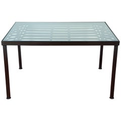 Wrought Iron and Glass Indoor/Outdoor Dining Table