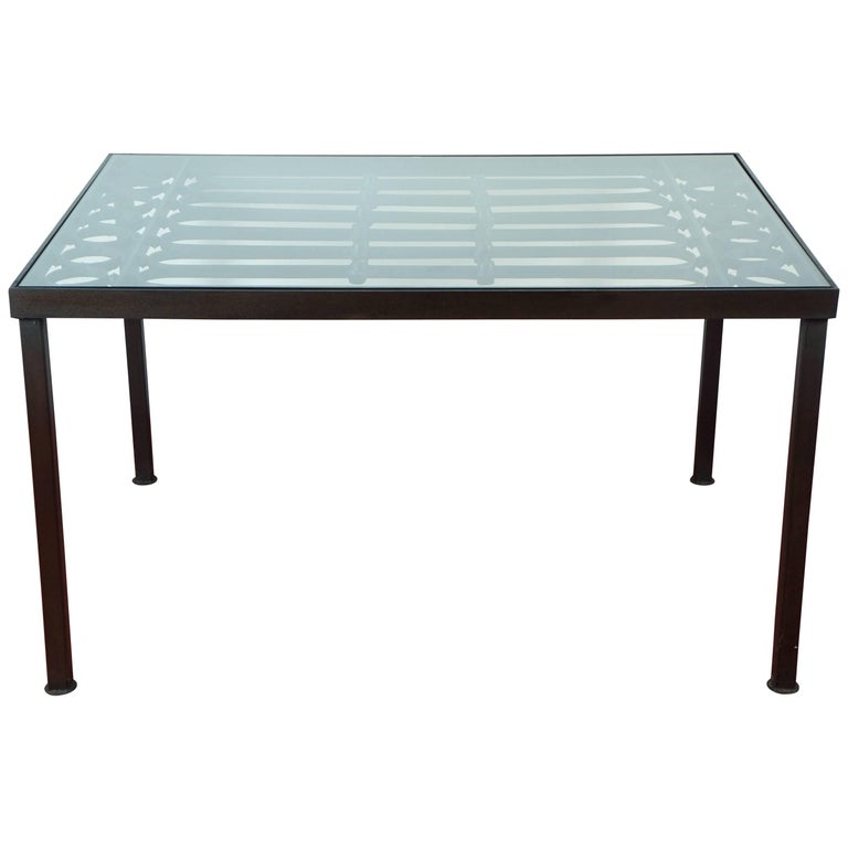 Wrought Iron And Glass Indoor Outdoor Dining Table For Sale At 1stdibs