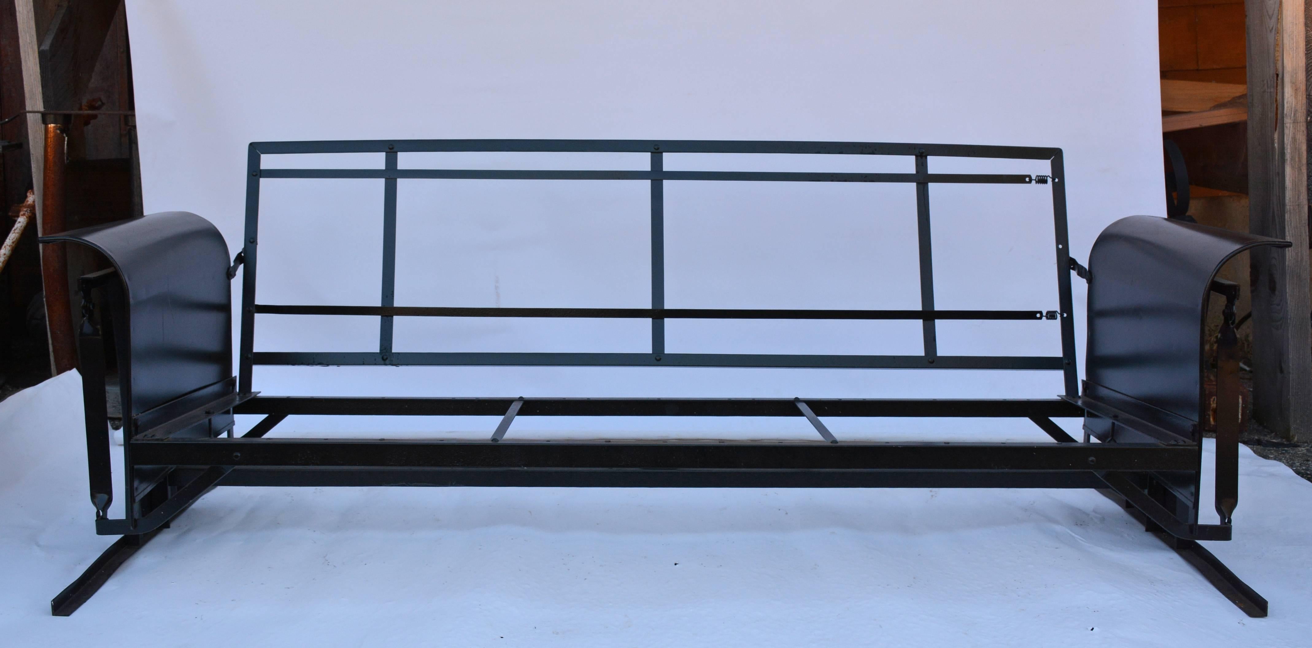 Vintage Black Iron Porch Glider For Sale at 1stDibs