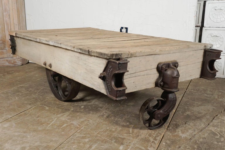 Vintage Industrial Cart Coffee Table For Sale at 1stDibs industrial