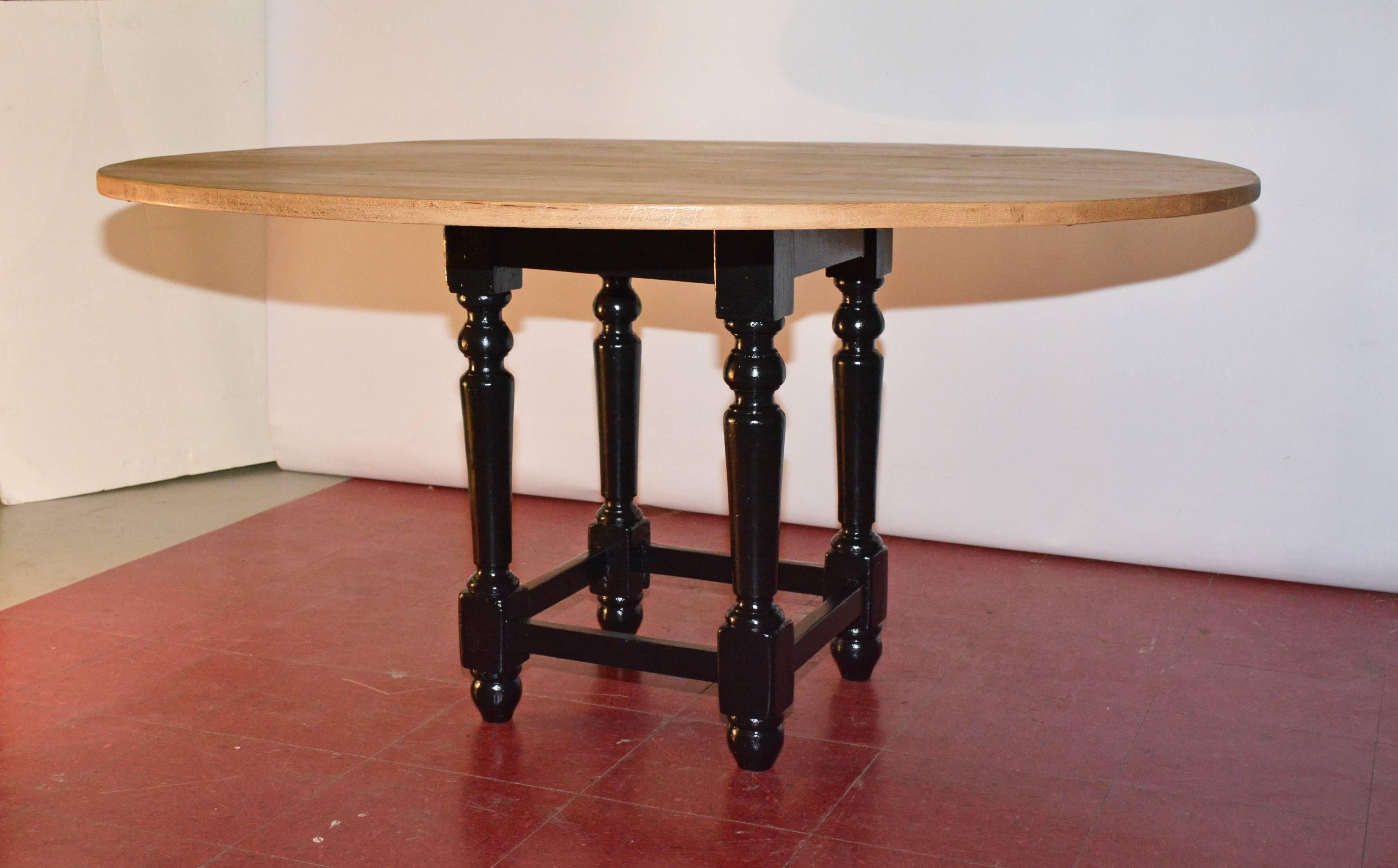 Country Round Teak Dining Table with Pedestal Cage Base