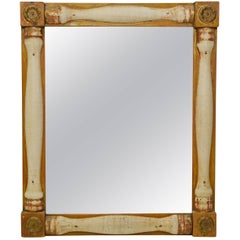 Small Antique Yellow Ochre and White Mirror