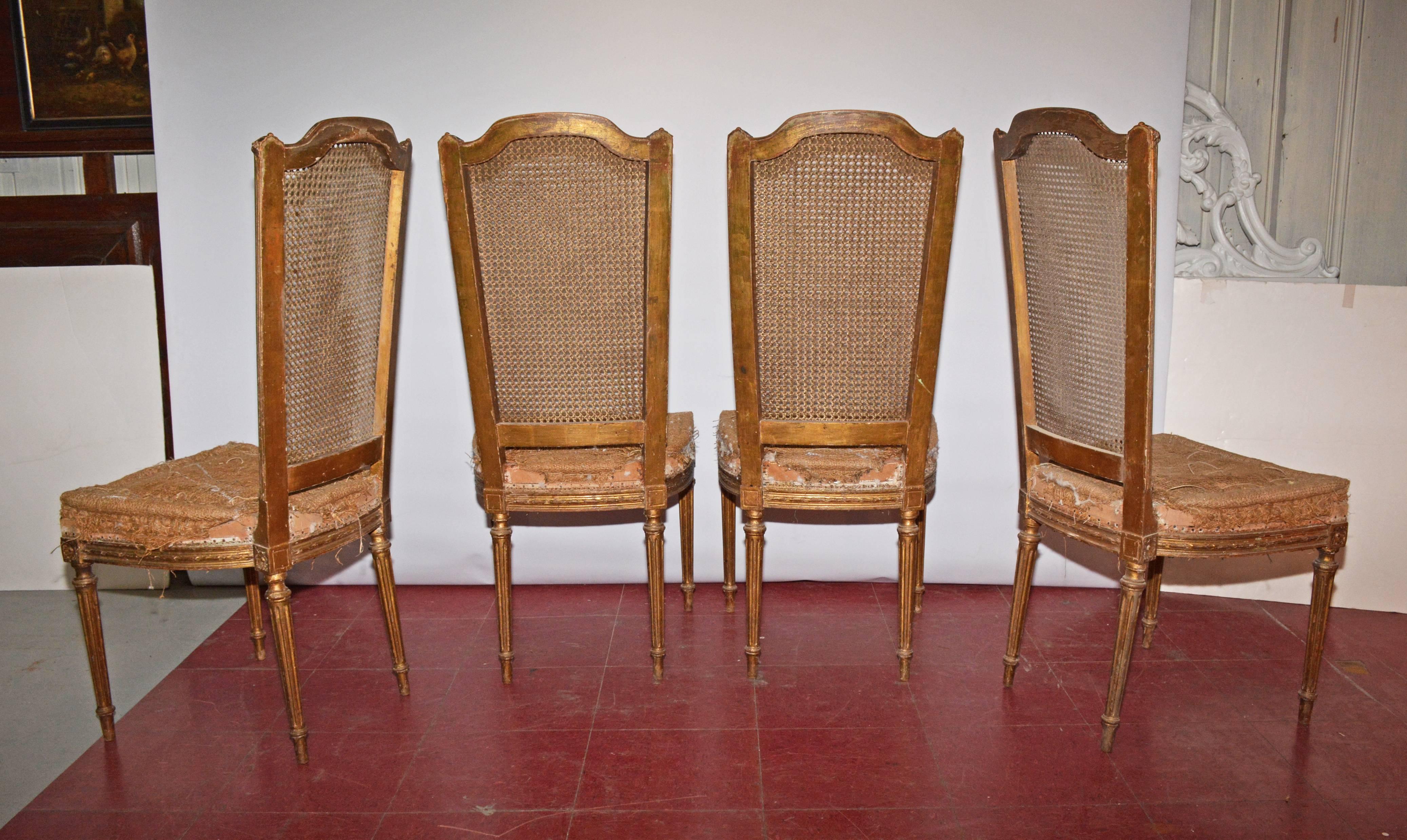 Gustavian Four Vintage Louis XVI Style Dining Chairs For Sale