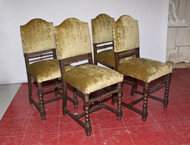 Four Antique Jacobean Style Dining Chairs at 1stDibs