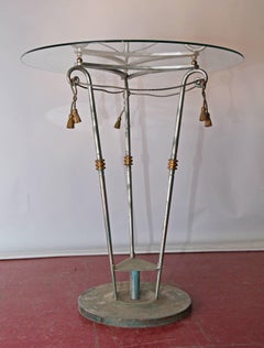 Table centrale néoclassique en fer et verre