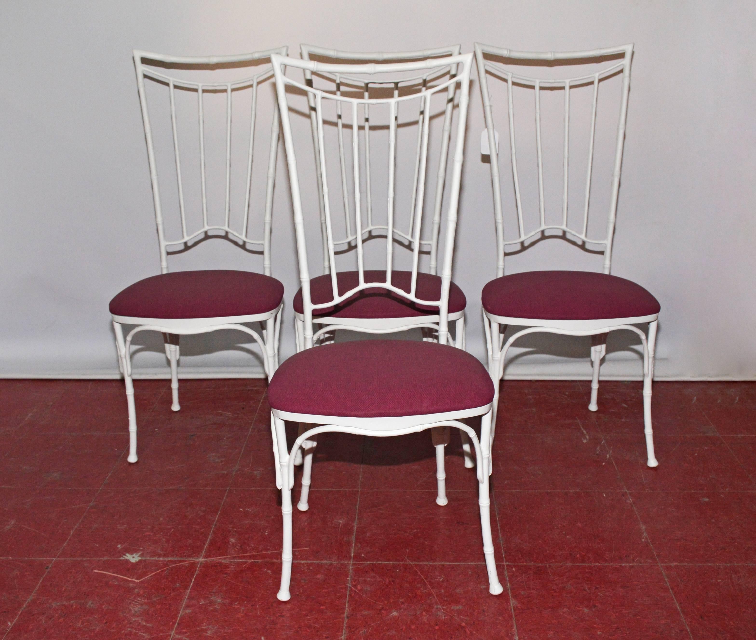 Other Four Painted Faux Bamboo Wrought Iron Chairs