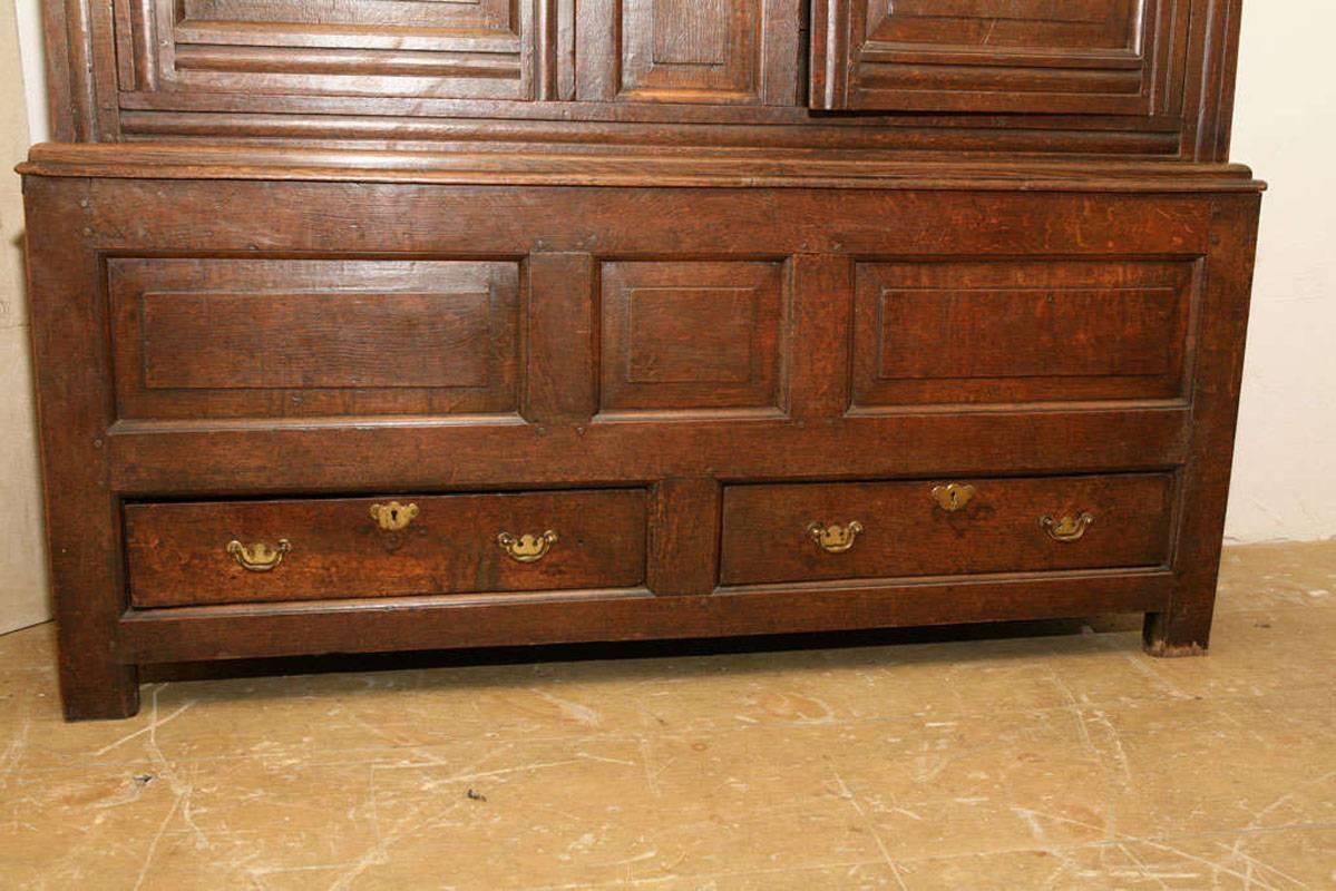 George III period well proportioned, wonderfully carved linen chest.
