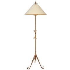 Vintage Stylish Gilt Metal Floor Lamp