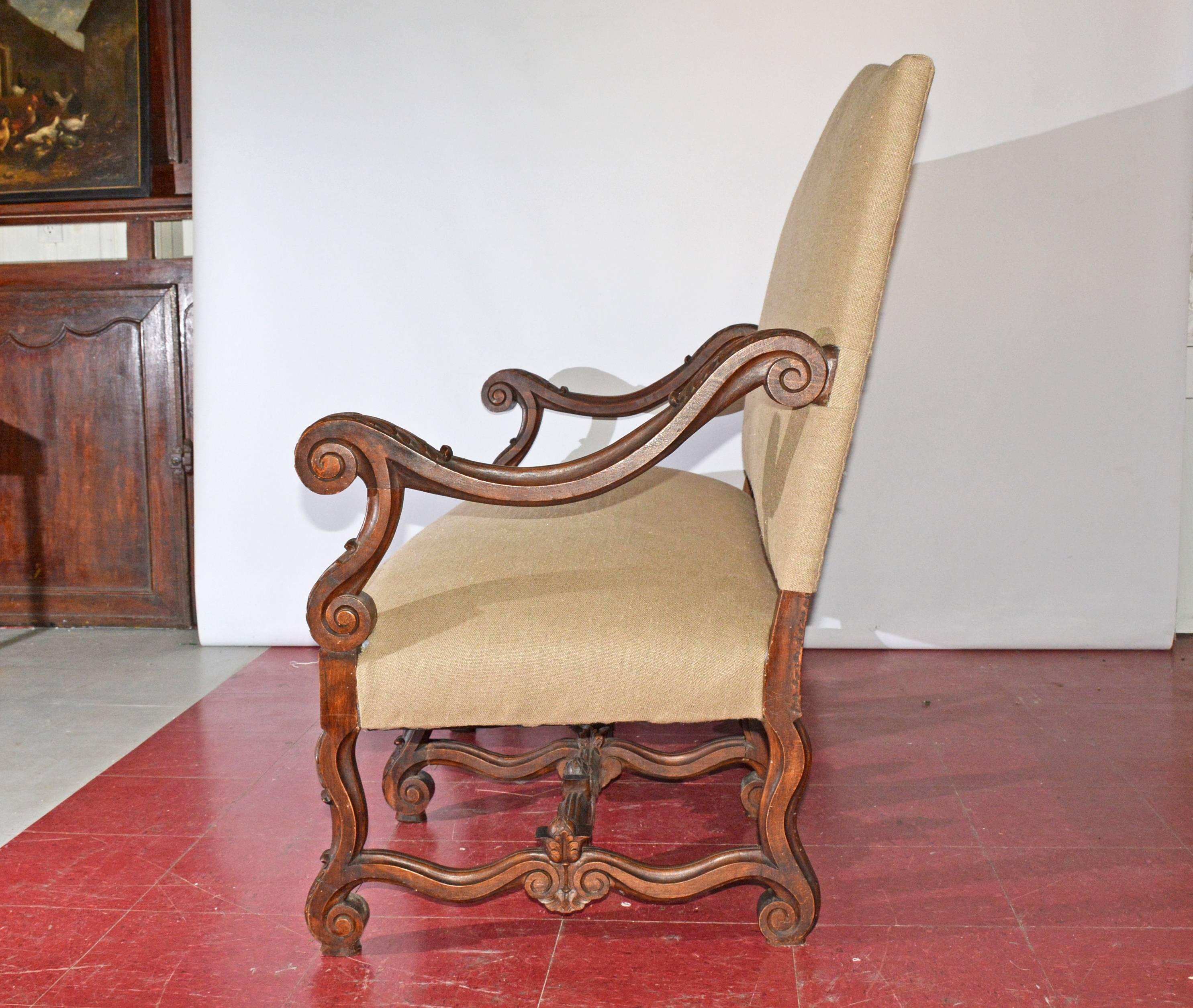 Woven 19th Century French Baroque Camelback Throne Settee For Sale