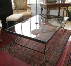 Custom Made Glass and Polished Iron Coffee Table by BH & A