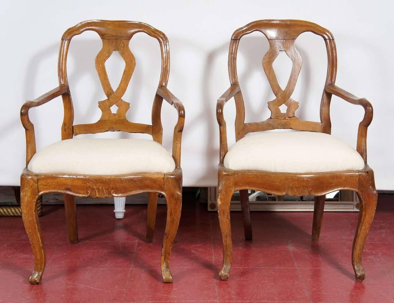 Hand-Carved Country Style Italian Chairs, Pair In Good Condition In Sheffield, MA