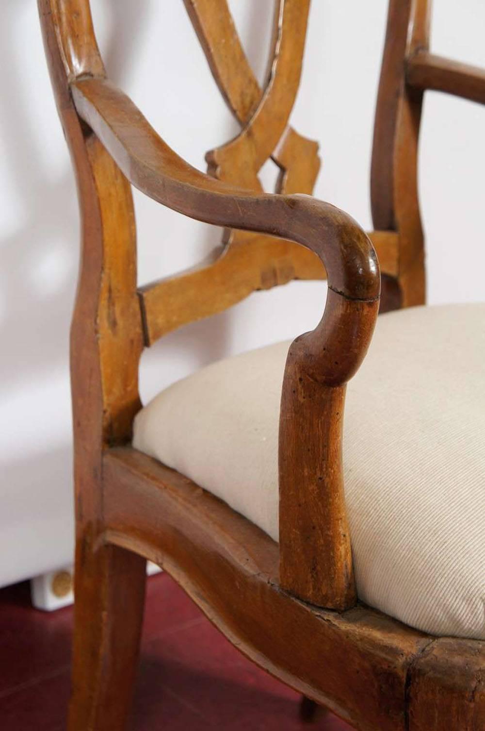 19th Century Hand-Carved Country Style Italian Chairs, Pair