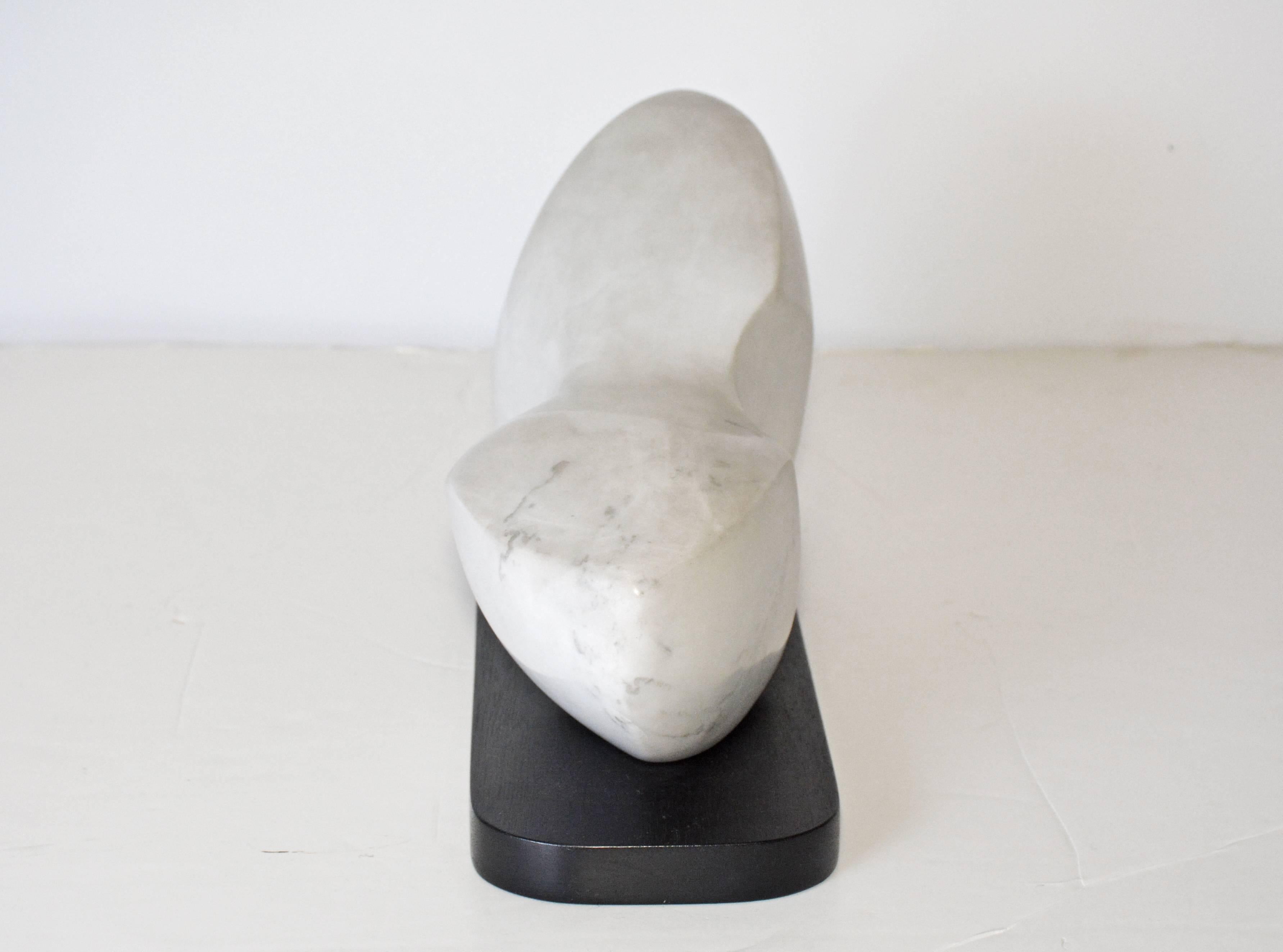 Contemporary White Veined Marble Sculpture on Black Base In Excellent Condition In Sheffield, MA