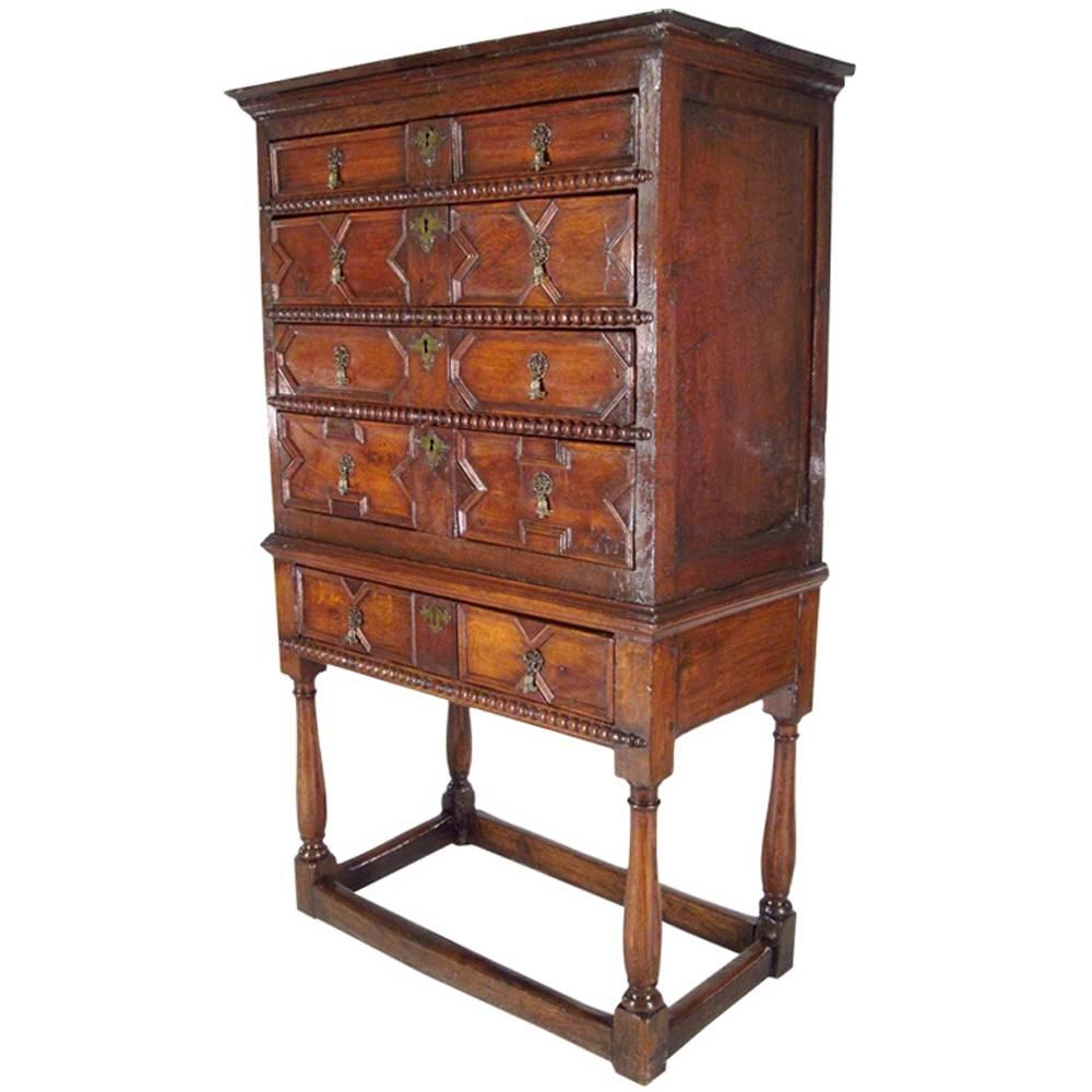 17th Century Charles II Oak Chest on Stand For Sale