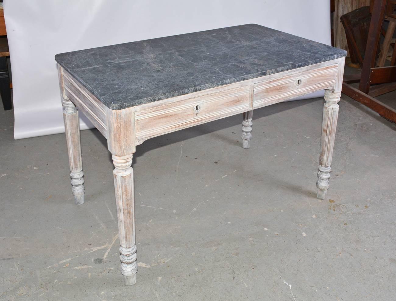 American Antique Country Desk with Marble Top