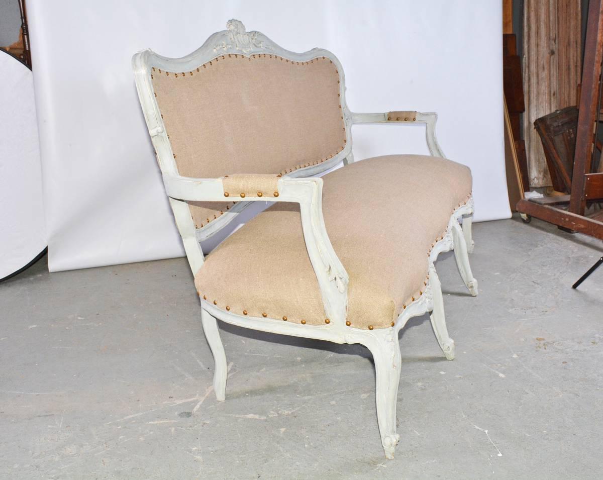 Hand-Painted 19th Century Louis XV Settee For Sale