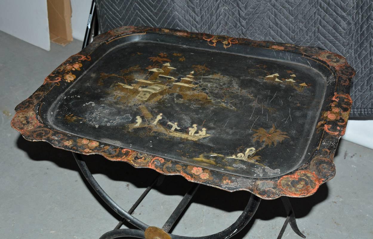 19th Century Chinoiserie Tole Tray Table