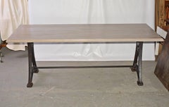 Industrial Cast Iron and Plank Top Dining Farm Table