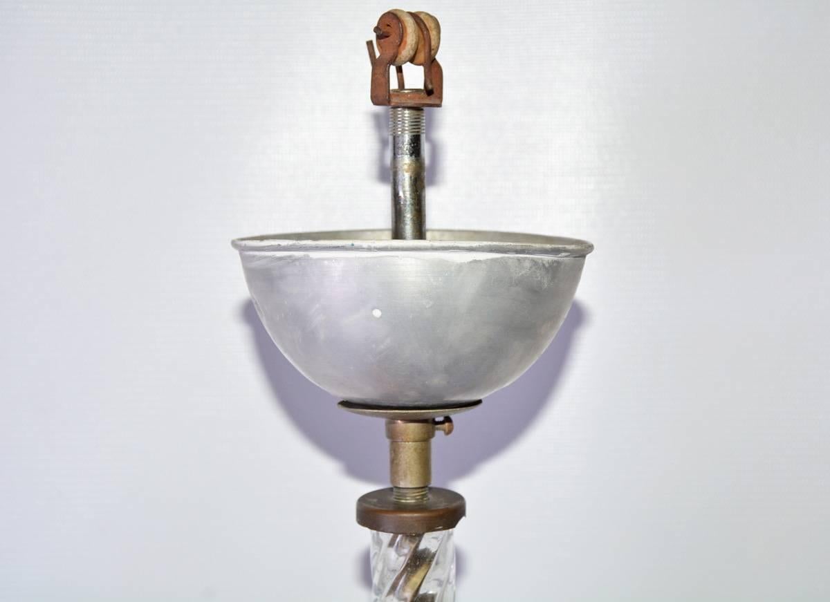 Lampadario a forma di cesto in cristallo veneziano e bronzo in vendita 1