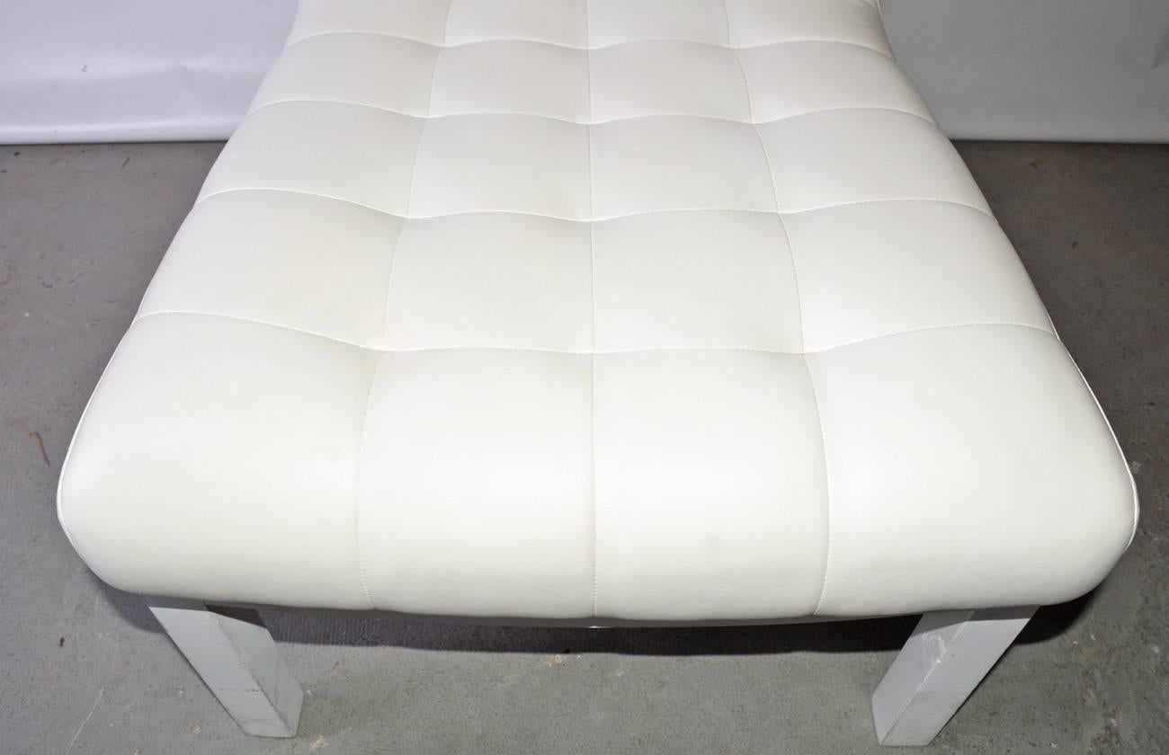 Machine-Made Contemporary Tufted Leather Slipper Chair