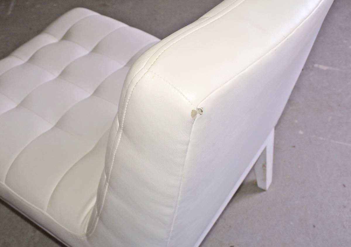 Contemporary Tufted Leather Slipper Chair In Good Condition In Sheffield, MA