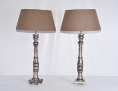Pair of Slender Contemporary Metal Lamp Base