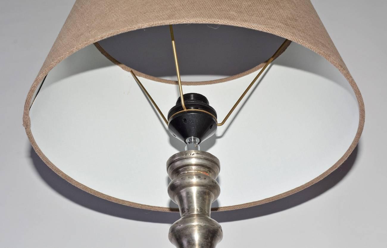 Pair of Slender Contemporary Metal Lamp Base In Excellent Condition For Sale In Sheffield, MA