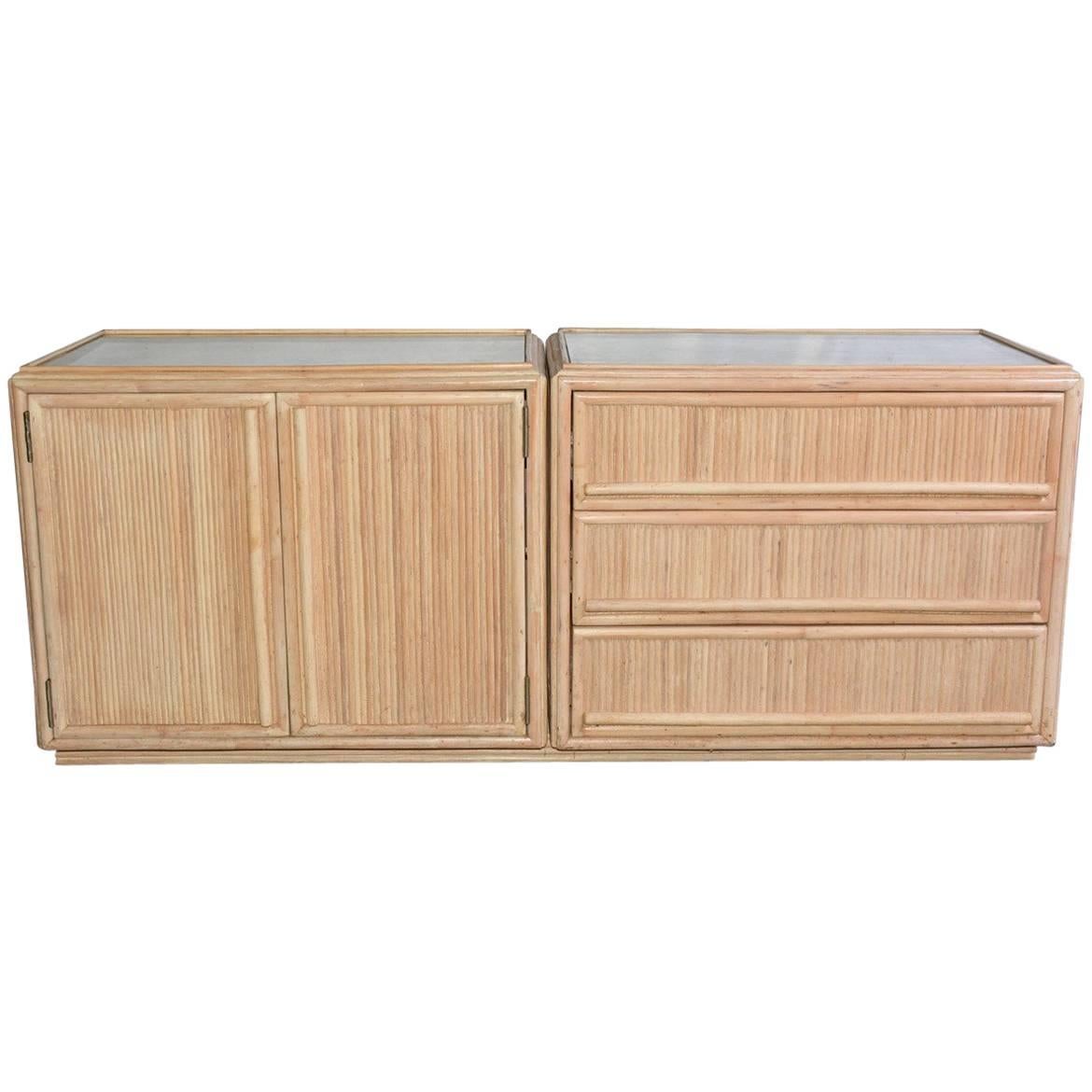 Contemporary Faux Bamboo Combined Cabinet/Drawers