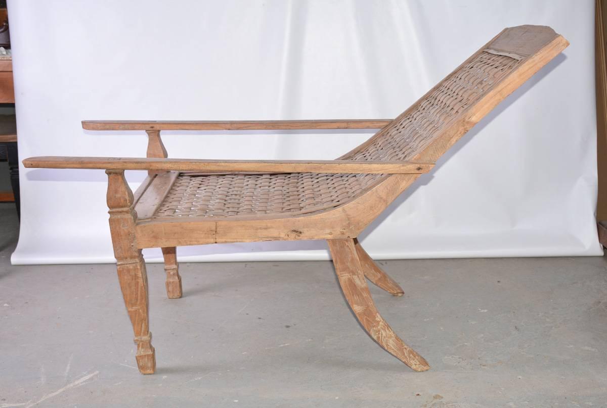Hand-Crafted Anglo-Indian Teak Plantation Chair For Sale