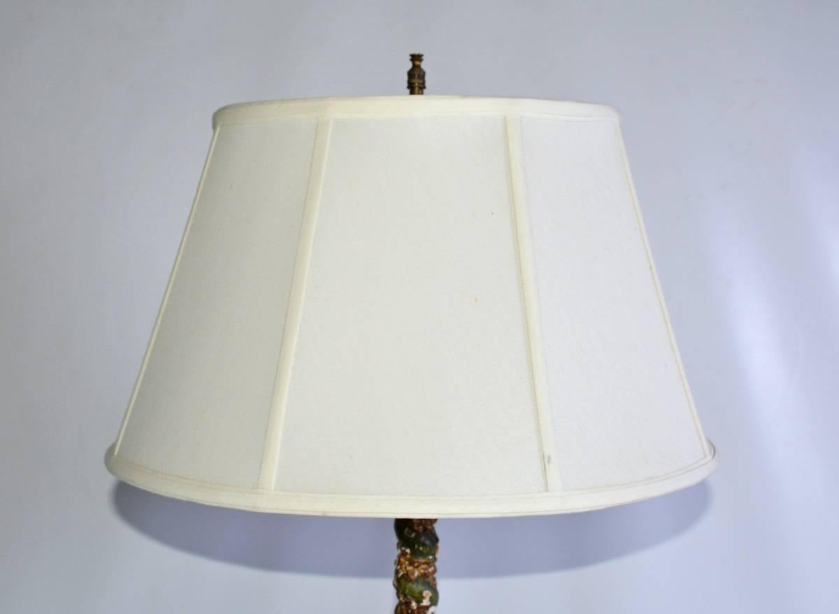Renaissance Antique Three-Footed Italian Lamp with Shade For Sale