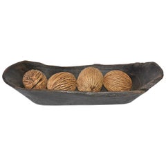 Wooden Antique Bowl with Decorative Balls