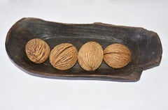 Wooden Antique Bowl with Decorative Balls