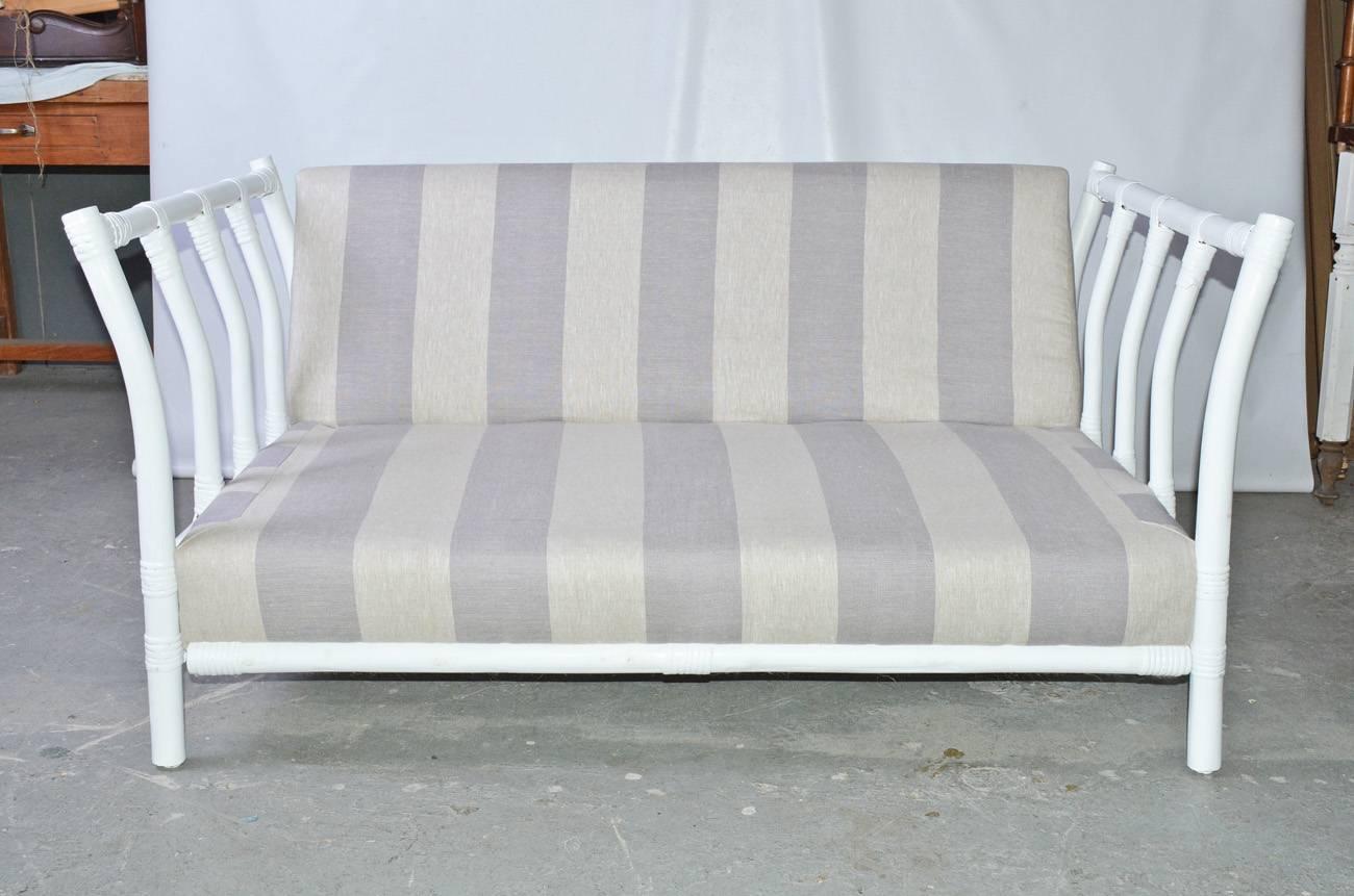 Machine-Made Midcentury Porch or Sun Room Upholstered Loveseat For Sale