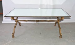 Vintage Gilt Wrought Iron and Mirrored Coffee Table