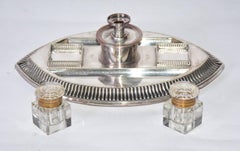 Gilded Age Silver Plated and Crystal Writing Desk Set