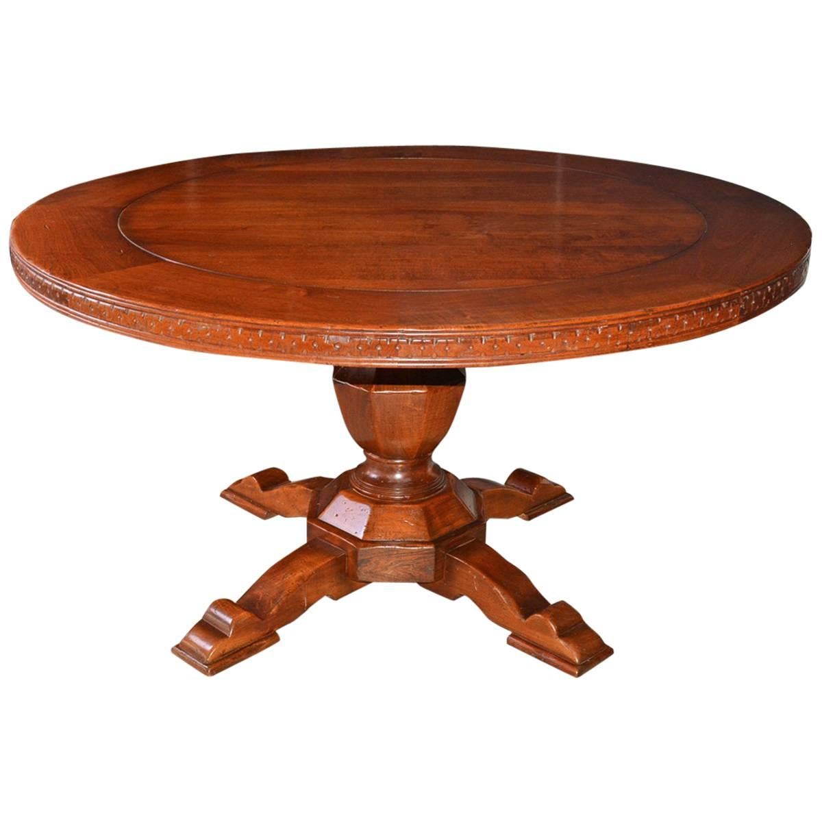 Vintage Round Wood Dining, Library or Conference Table