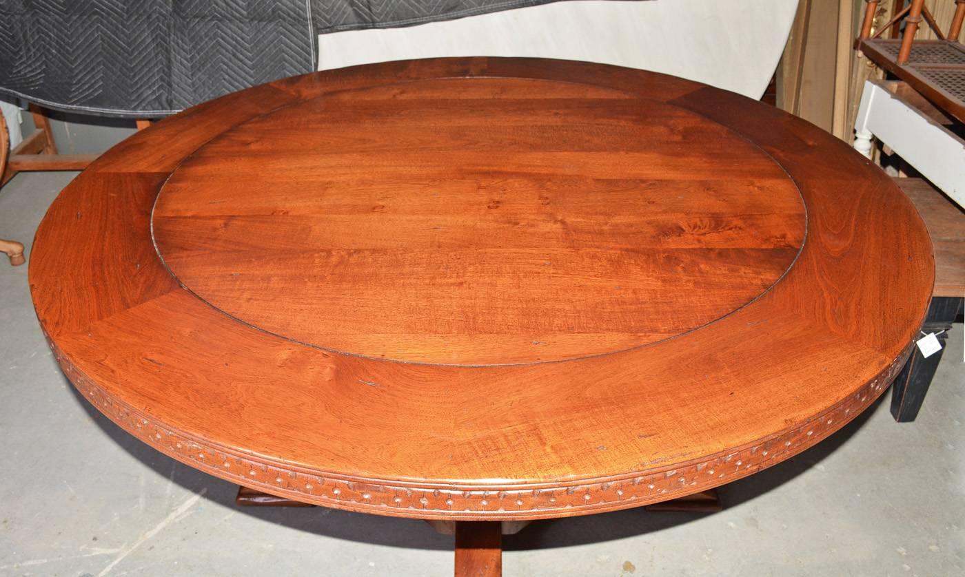 American Vintage Round Wood Dining, Library or Conference Table For Sale