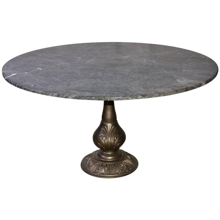 Marble Top Antique Cast Iron Pedestal Base Dining Table For At Marble Top Antique Cast Iron Pedestal Base Dining Table