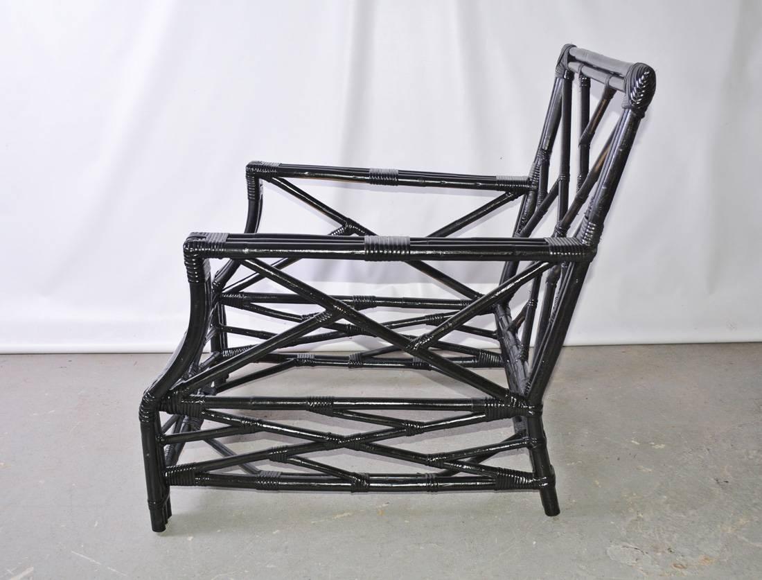 Other Vintage Black Wicker or Bamboo Porch/Terrace Armchair
