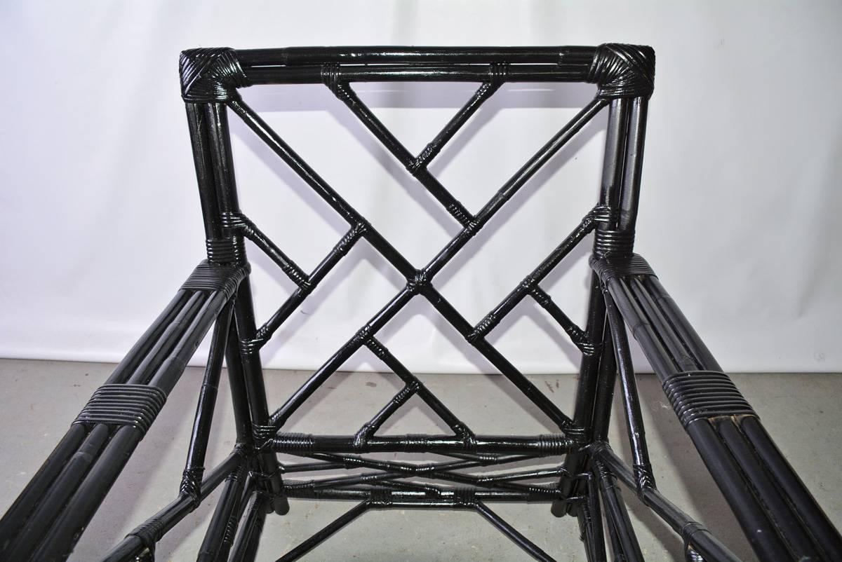 Machine-Made Vintage Black Wicker or Bamboo Porch/Terrace Armchair
