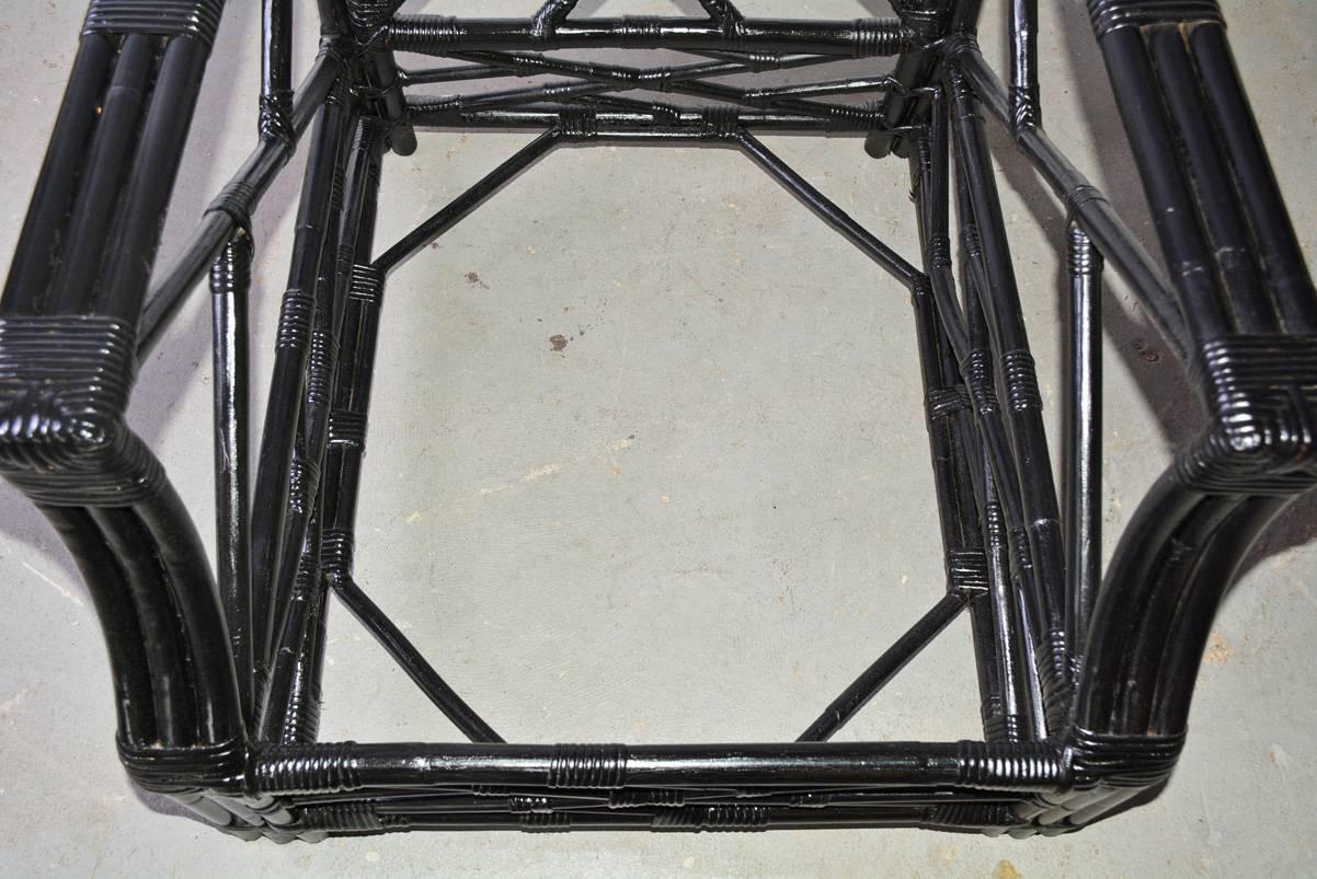 Vintage Black Wicker or Bamboo Porch/Terrace Armchair 2
